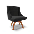 Kit 04 Cadeiras De Jantar Liz Suede Preto Base Madeira Mm35 D