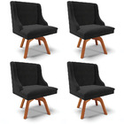 Kit 04 Cadeiras De Jantar Liz Suede Preto Base Madeira Mm35 D