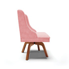 Kit 04 Cadeiras De Jantar Liz Suede Rosa Bebê Base Madeira Mm