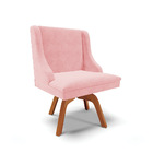 Kit 04 Cadeiras De Jantar Liz Suede Rosa Bebê Base Madeira Mm
