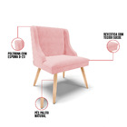 Kit 04 Cadeiras De Jantar Liz Suede Rosa Bebê Pés Palito Natu