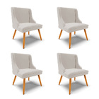 Kit 04 Cadeiras De Jantar Liz Veludo Cinza Pés Palito Castanh