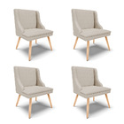 Kit 04 Cadeiras De Jantar Liz Veludo Prata A130 Pés Palito Na