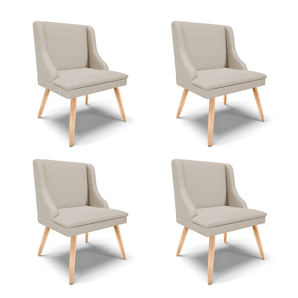 Kit 04 Cadeiras De Jantar Liz Veludo Prata A130 Pés Palito Na