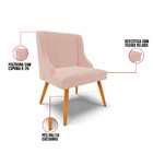 Kit 04 Cadeiras De Jantar Liz Veludo Rosê Pés Palito Castanho