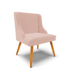 Kit 04 Cadeiras De Jantar Liz Veludo Rosê Pés Palito Castanho