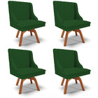 Kit 04 Cadeiras De Jantar Liz Veludo Verde A136 Base Giratóri