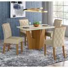 Kit 04 Cadeiras De Jantar Mary Veludo Linho Base Nature - D'r