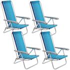 Kit 04 Cadeiras De Praia Reclinável Tramontina Bali Baixa Em