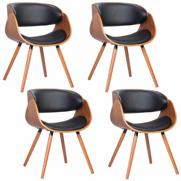 Kit 04 Cadeiras Decorativa Escritório Oga Base Madeira Pu Sin