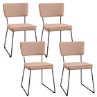 Kit 04 Cadeiras Decorativa Estofada Para Sala De Jantar Base