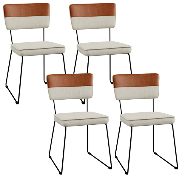 Kit 04 Cadeiras Decorativas Allana L02 Faixa Couríssimo Camel