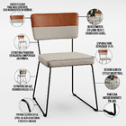 Kit 04 Cadeiras Decorativas Allana L02 Faixa Couríssimo Camel