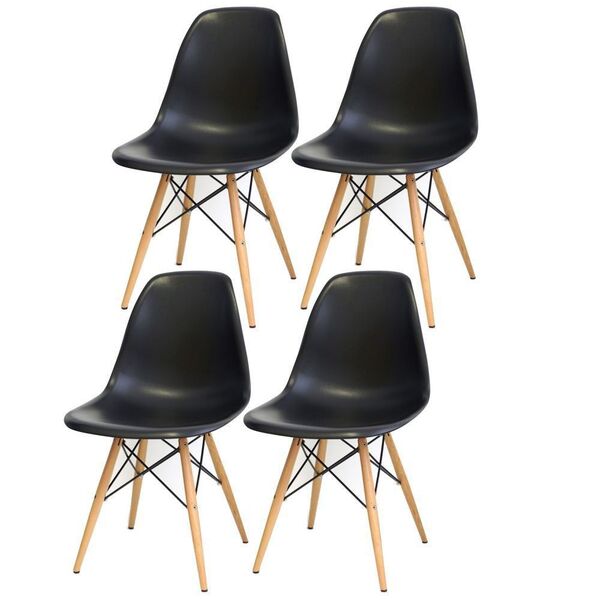 Kit 04 Cadeiras Decorativas Eiffel Charles Eames F03 Preto Co