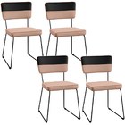 Kit 04 Cadeiras Decorativas Estofada Allana L02 Faixa Facto P