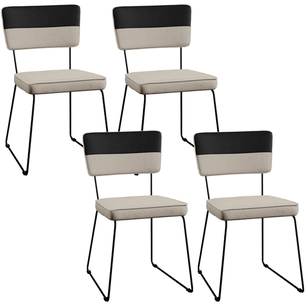 Kit 04 Cadeiras Decorativas Estofada Allana L02 Faixa Facto P