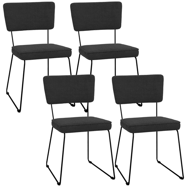 Kit 04 Cadeiras Decorativas Estofada Base De Aço Allana L02 B