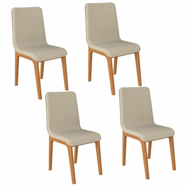 Kit 04 Cadeiras Decorativas Sala De Jantar Madeira Champagne