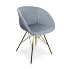 Kit 04 Cadeiras Eleonora Veludo Cinza Base Metálica Dourado -