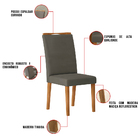 Kit 04 Cadeiras Eleonora Veludo Gris Com Base De Madeira Ipê