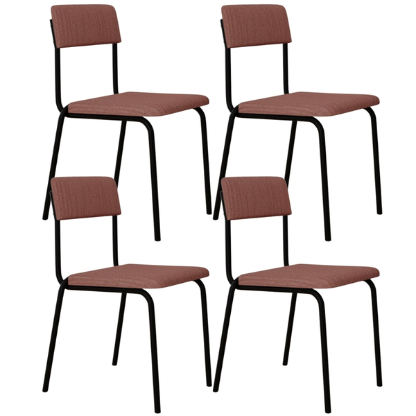 Kit 04 Cadeiras Estofada Para Sala De Jantar Sense Preto C01