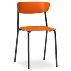 Kit 04 Cadeiras Fixa Base Preta Empilhável Bit  F02 Laranja -