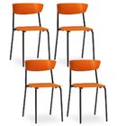 Kit 04 Cadeiras Fixa Base Preta Empilhável Bit  F02 Laranja -