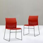 Kit 04 Cadeiras Fixa Base Preta Empilhável Connect F02 Vermel