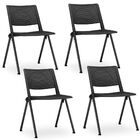 Kit 04 Cadeiras Fixa Base Preta Empilhável Up  F02 Preto - Ly