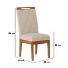 Kit 04 Cadeiras Iris Veludo Bege Com Base De Madeira Ipê N01