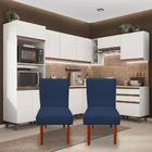 Kit 04 Cadeiras Jantar Barcelona Pés Palito Sued Azul Marinho