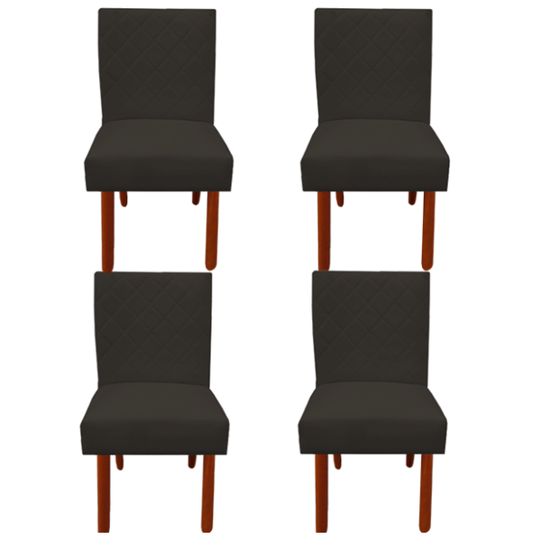 Kit 04 Cadeiras Jantar Barcelona Pés Palito Sued Marrom D'cla