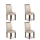 Kit 04 Cadeiras Lima Wood Imbuia/ Bege - Moveis Arapongas