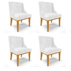 Kit 04 Cadeiras Liz Corano Branco Base Fixa Madeira Castanho