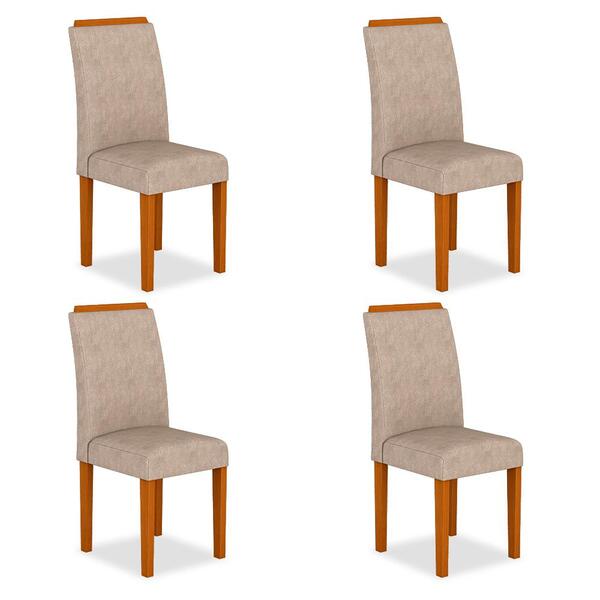 Kit 04 Cadeiras Londres Wood Cinamomo/ Capuccino - Moveis Ara