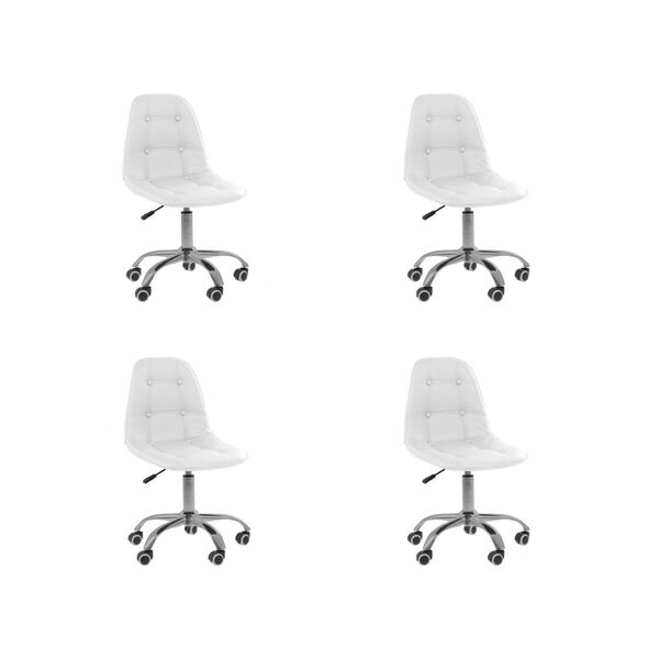 Kit 04 Cadeiras Office Eiffel Botonê Ajustável Base Giratória