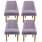 Kit 04 Cadeiras Para Sala De Jantar Ana Pés Palito Suede Rosa