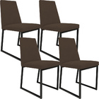 Kit 04 Cadeiras Para Sala De Jantar Base Aço Industrial Preto