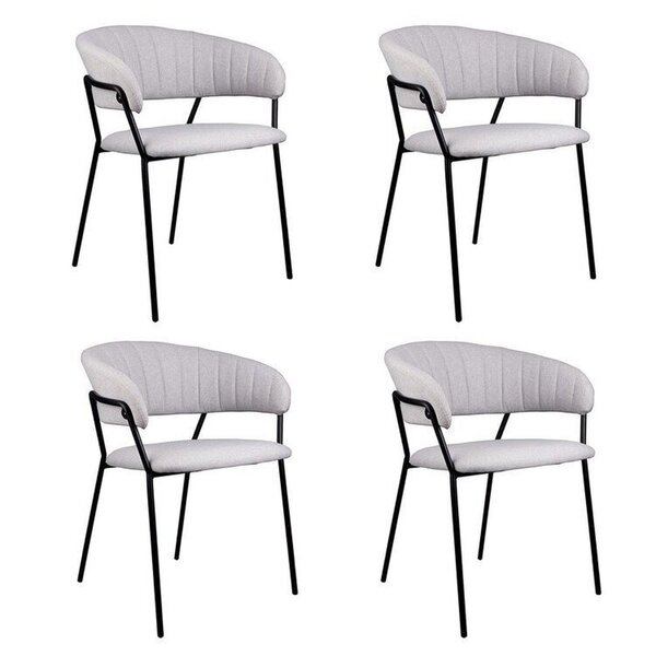 Kit 04 Cadeiras Para Sala De Jantar Com Braços Estofado Base