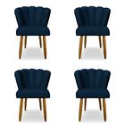Kit 04 Cadeiras Pétala Para Sala De Jantar Pés Palito Veludo