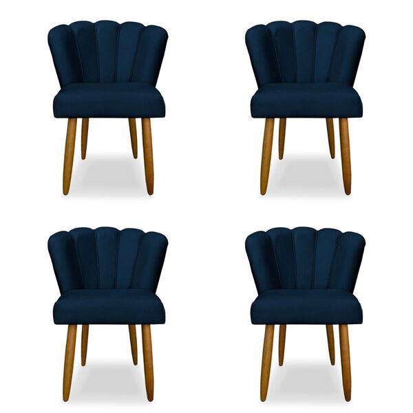 Kit 04 Cadeiras Pétala Para Sala De Jantar Pés Palito Veludo