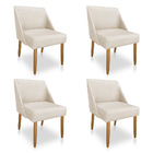 Kit 04 Cadeiras Poltona Juliana Suede Bege Pés Palito Castanh