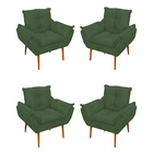 Kit 04 Cadeiras Poltronas De Luxo Opala Sala, Quarto Verde