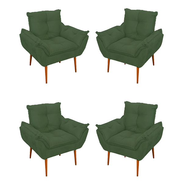Kit 04 Cadeiras Poltronas De Luxo Opala Sala, Quarto Verde