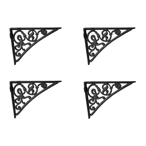 Kit 04 Cantoneiras N01 Em Ferro Fundido Cor Preto Em Hera