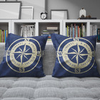 Kit 04 Capas Para Almofada Tecido Estampado Linha Bússola 42x