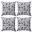 Kit 04 Capas Para Almofada Tecido Estampado Triângulo Preto E