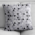 Kit 04 Capas Para Almofada Tecido Estampado Triângulo Preto E