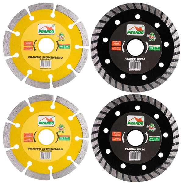 Kit 04 Discos Diamantados Turbo E Segmentado