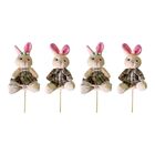 Kit 04 Enfeites Decorativos Coelho Colorido Com Pick 25x10x5